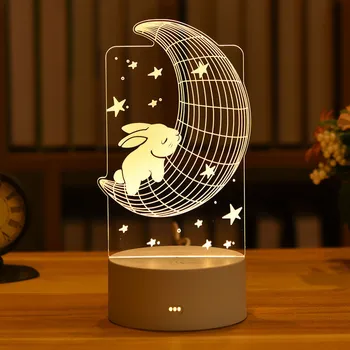 3D Lempos Širdies/Velykų Triušis Romantiškos Meilės Akrilo LED Nakties Šviesos Dekoro Stalo Lempa Vestuvių Valentino Diena Žmonos Dovana