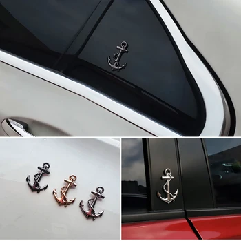 3D Metalo Asmenybės Automobilių Lipdukai Valties Inkaro Kabliukai karinio jūrų Laivyno Emblema Grotelės Kryžiaus Ženklelis Piratų Laivas, Automobilių Kėbulo Lipdukas Auto Aksesuarai