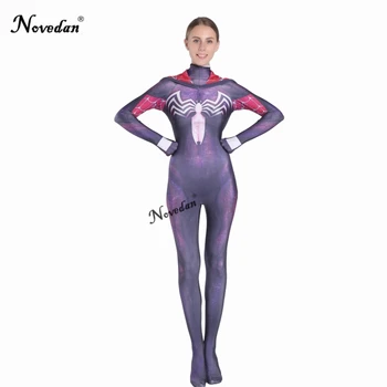 3D Spausdinimo Voras Gwen Stacy Juodas Voras Kostiumas Suaugusių Moterų Cosplay Zentai Kostiumas Spandex Moterų Helovinas Bodysuit Catsuit