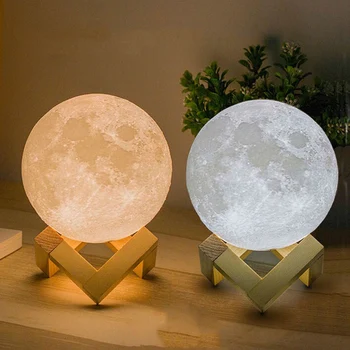 3D Spausdinimo Įkrovimo Mėnulio Lempa, LED Nakties Šviesos Kūrybos Jutiklinį Jungiklį Šviesa, Namų Puošybai lengvo Prisilietimo Jutiklis Trys Režimai