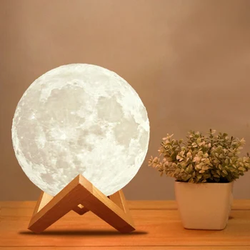 3D Spausdinimo Įkrovimo Mėnulio Lempa, LED Nakties Šviesos Kūrybos Jutiklinį Jungiklį Šviesa, Namų Puošybai lengvo Prisilietimo Jutiklis Trys Režimai
