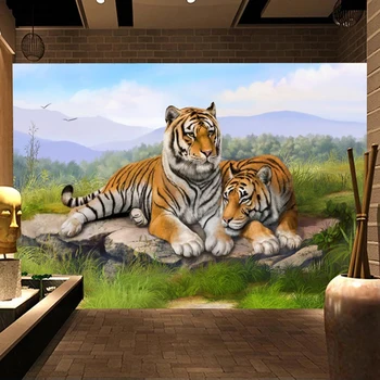 3D Tigras Plakatas Sienų Apdailai Freskos Papel De Parede Užsakymą 3D Foto Tapetai Kambarį Miegamojo Sienos Dokumentų Namų Dekoro