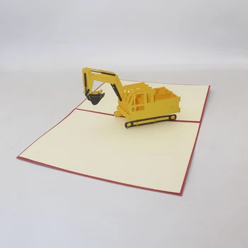 3D pjovimas Lazeriu Rankų darbo Geltona Ekskavatorių Ant Popieriaus Kvietimas, atvirukas Atvirukas Berniukas Gimtadienio Reikalas Kūrybos Dovana