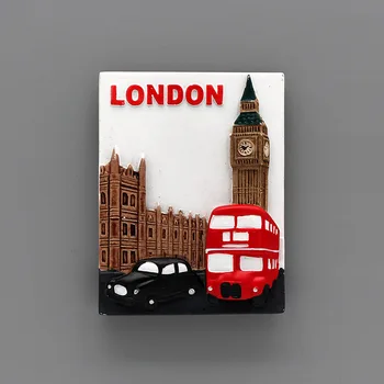 3D šaldytuvas įterptas magnetinio pasaulio turizmo suvenyrų kūrybos dovanos, šaldytuvas magnetai Anglijoje Londono autobusų karys, suvenyras, dovanos