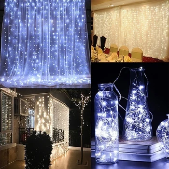 3M Romantiška Užuolaidų Žibintai LED String Girliandas vidaus Patalpų Namuose Šalis Šviesos Šventė, Kalėdiniai, Vestuvių Dekoravimas Pasakų Apšvietimas