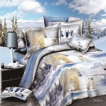 3d polar bear patalynės komplektas queen size antklode padengti paklode pagalvių užvalkalai, patalynės komplektas