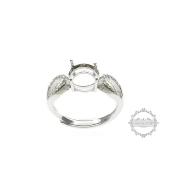 4-12mm turas angelo sparnu CZ stone šakės nustatymas 925 sterlingas sidabro bezel dėklas reguliuojamas žiedas parametrai 1214013