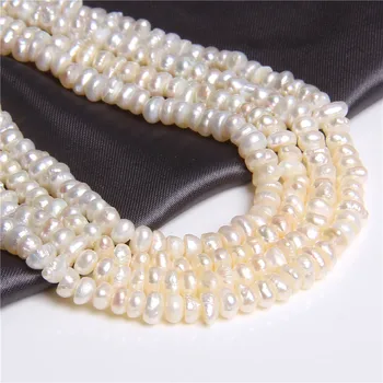 4.4 mm, Natūralus grynas nekilnojamojo gėlavandenių perlų karoliukai moterų papuošalai priėmimo monetos butas apvalios baltos Dirbtiniu būdu išauginti perlai, karoliukai, apyrankės