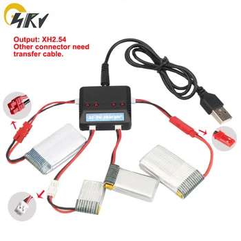 4 in 1 USB 4.2 V 5V įkroviklį, 3,7 V RC Lipo baterijos su XH2.54 USB kabelis