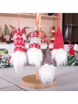 4pcs Kalėdų Beveidis Lėlės, Dekoracijos švedijos Gnome Tomte Žaislas Kabinti Eglučių Papuošalai