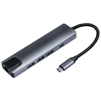 5-in-1 USB 3.0 Tipas-C Hub Su Adapteriu 4K 