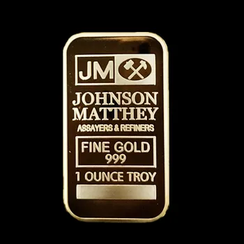 50 vnt nemagnetiniai Johnson Matthey JM aukso juosta 1 OZ 24K nekilnojamojo auksą, padengtą luito ženklelis 50 mm x 28 mm, namų puošybai monetos