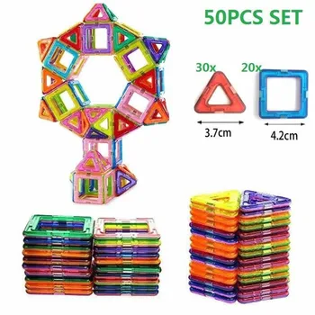 50PCS Mini Magnetiniai Blokai Magnetinio Dizaineris Statybos Nustatyti Modelio kūrimą Magnetai, Magnetiniai Blokai Švietimo Žaislai