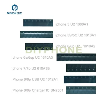 5vnt/Daug 1610A1 2 3 610A3B SN2501 USB Įkrovimo IC iPhone 5 6 6S 7 7P 8 8P Telefono USB Mokestis U2 IC Chip Pakeitimo