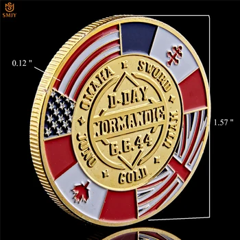 5vnt/Daug 1944 WW II Normandijoje Iškrovimo Judėjimo Aukso Karinės Originalo Kopija Metalo Monetų Kolekcionieriams