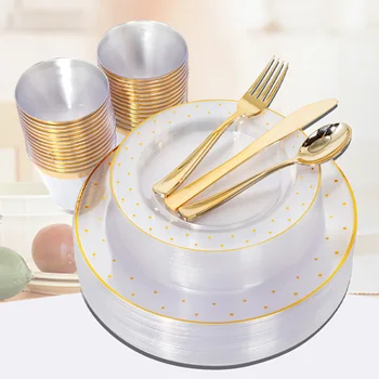 60pcs/daug Įdegio taškų vestuves vienkartiniai šalies stalo plastiko plokštės taurės gimtadienio dekoras vaikų, šalies prekių