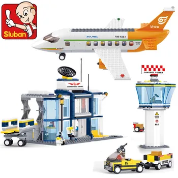 678Pcs Miestas Aviacijos Tarptautinio oro Uosto Lėktuvo Modelis Avion įrangos pardavimas, biuro įrangos Blokai Rinkiniai Rinkinio Švietimo Žaislai Vaikams