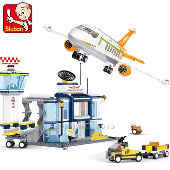 678Pcs Miestas Aviacijos Tarptautinio oro Uosto Lėktuvo Modelis Avion įrangos pardavimas, biuro įrangos Blokai Rinkiniai Rinkinio Švietimo Žaislai Vaikams