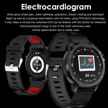 696 L8 smart žiūrėti IP67 atsparus vandeniui širdies ritmo EKG PPG kraujo deguonies stebėti orų prognozė Bluetooth foto apyrankė