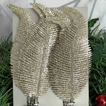 6pcs 22cm Plunksnų Kalėdų Eglutės papuošalus Rose Gold/balta/sidabro Spalvos Plunksnos 