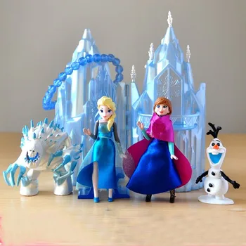 6pcs/daug Šaldytų Anna Elsa Disney Princess Sniego Karalienė Olaf Wendigo Vinilo Lėlės Mielas Pilis figūrėlių, Žaislai