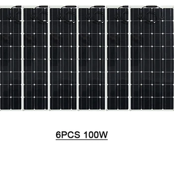 6pcs lanksčias saulės skydelis 100W 18VDC 12V baterijų sistemos 21% Didelio efektyvumo saulės elementų mono