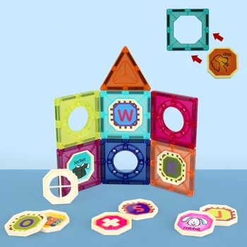 72pcs Skaidrus Plytelių Magnetiniai Blokai Vaikų Švietimo Žaislas Kelio Modelio kūrimo Rinkinys Dovanų Lipdukai vaikams