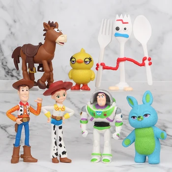7pcs/set Forky Buzz Lightyear Žaislų Istorija 4 Animacinių filmų Sumedėjusių Jessie Bullseye Arklių Veiksmų skaičius, kolekcionuojamos Lėlės, žaislai vaikams