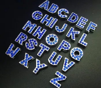 8mm A-Z mėlynos spalvos cirkonio bling skaidrių raidžių 130pcs/daug tinka 8mm 