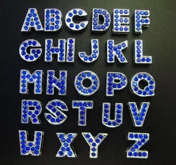 8mm A-Z mėlynos spalvos cirkonio bling skaidrių raidžių 130pcs/daug tinka 8mm 