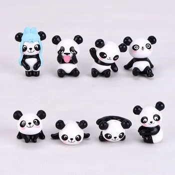8pcs/daug Mielas Panda Papuošalai Minnie PVC Padengti laikysena Veiksmų Skaičius, Laikysena Anime Apdailos Surinkimo Statulėlės Žaislas 