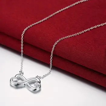 925 Sterlingas Sidabro Fine Jewelry Geriausias Draugas Amžinai Begalybę Meilės dvigubai širdies Pakabukas Kaklo Moterims, Dovanos, Sidabro Grandinės