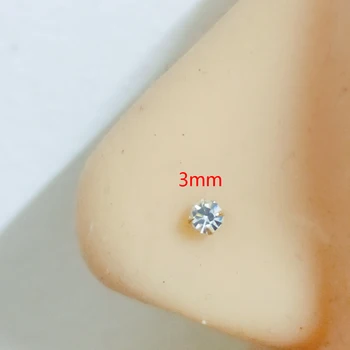 925 Sterlingas sidabro nosies stud 1,5 mm, 2mm 2,5 mm, 3mm sumaišyti nosies pin stud indijos šnervę auskarų 12pcs/pak
