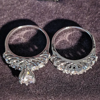 925 sterlingas sidabro mados vestuvių žiedas rinkinys moterims piršto prekės sužadėtuvių žiedai piršto didmeninė papuošalai-metį R4981