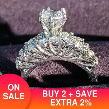 925 sterlingas sidabro mados vestuvių žiedas rinkinys moterims piršto prekės sužadėtuvių žiedai piršto didmeninė papuošalai-metį R4981