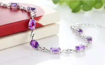 925 sterlingas sidabro mados violetinė crystal ponios'bracelets moterų papuošalai moterims, apyrankė grandinės nr. išnyks lašas laivybos dovana