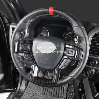 ABS Anglies Pluošto Vairas mygtuką Padengti Slenkstukai Ford F150 2017-2020 Raptor XLT Tik Platina Interjero Priedai
