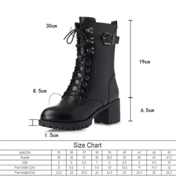 AIYUQI 2020 natūralios odos moterims, kariniai batai, dydis 41 42 43 mados nėriniai moterų Martn batai aukštakulnį storas vilnos batai