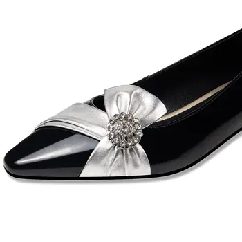 ALLBITEFO dydis 34-42 sidabro kulno lankas dizainas nekilnojamojo natūralios odos moterų aukštakulniai bateliai mados moterų kitten heels mažo kulno batų