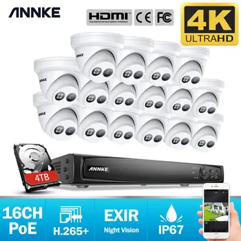 ANNKE 16CH 4K Ultra HD POE Tinklą, Vaizdo Apsaugos Sistemos 8MP H. 265 NVR Su 16X 8MP 30m EXIR Naktinio Matymo oro sąlygoms) IP vaizdo Kameros