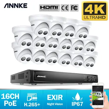 ANNKE 16CH 4K Ultra HD POE Tinklą, Vaizdo Apsaugos Sistemos 8MP H. 265+ NVR Su 16X 8MP Neperpučiamas IP Kameros Palaikymo 128G TF Kortelė