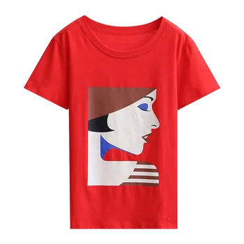 AOSSVIAO 2020 Medvilnės korėjos Marškinėlius Moterims Drabužių Vasaros Viršūnes Marškinėlius trumpomis Rankovėmis Atsitiktinis Palaidų Spausdinti marškinėliai, Femme Plius Dydis