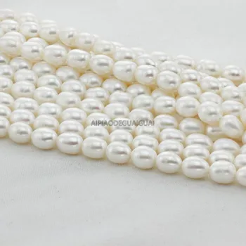 APDGG Gamtos AA 9-12mm, baltųjų ryžių gėlavandenių perlų sruogos prarasti karoliukai moterų lady papuošalai 