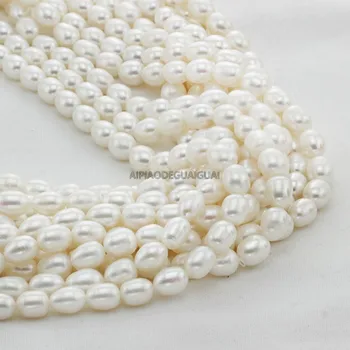APDGG Gamtos AA 9-12mm, baltųjų ryžių gėlavandenių perlų sruogos prarasti karoliukai moterų lady papuošalai 