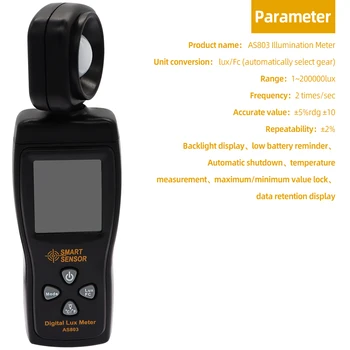 AS803 Nešiojamą lluminometer Fotometras, LCD Lux Metrų Fotometras Radiometer Skaitmeninio Šviesos Matuoklis Skaisčio Testeris 40%NUOLAIDA