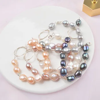 ASHIQI Natūralių Gėlavandenių perlų apyrankė nekilnojamojo 925 sterlingas sidabro juvelyriniai dirbiniai moterų Mados rungtynės
