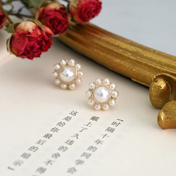 ASHIQI Natūralių gėlavandenių perlų 925 sterlingas sidabro rankų darbo sun flower auskarai žavesio asmenybė moterų