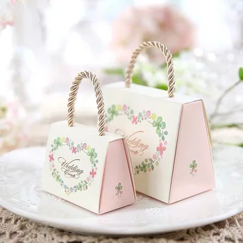 AVEBIEN 50pcs Romantiška Dobilų saldainiai popierinės pakuotės gėlių dovanų dėžutė Vestuvių Nori Saldainiai Boxs Rožinės spalvos Šokolado dėžutę cajas de regalo