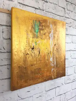 Abstrakčios Tapybos Drobės Aukso Didelis Abstraktus Paveikslas Gyvenimo Kambario Sienos Meno Tapybos Negabaritinių Tapybos Geltona Naftos Paveikslai