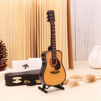Adeeing Mini Pilnas Kampas Liaudies Gitara Gitara Miniatiūrinis Modelis, Medinės Mini Muzikos Instrumentų Kolekcijos Modelis